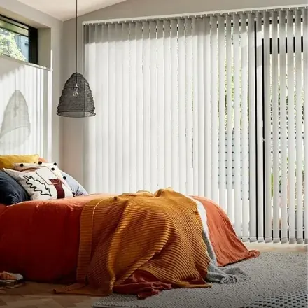 Vertical blinds in a bedroom